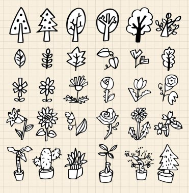 hand draw tree icon clipart