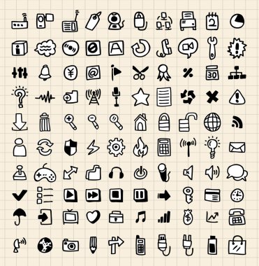 100 hand draw web icons clipart