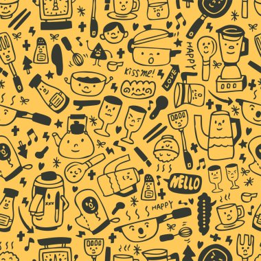 cute yellow cartoon seamless pattern clipart