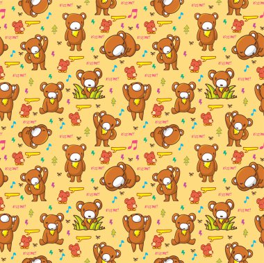 cute bear seamless pattern clipart