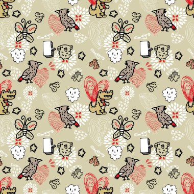 seamless animal pattern clipart