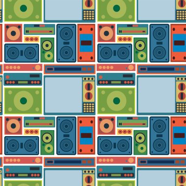 tv radio seamless pattern clipart