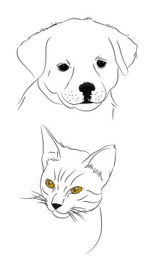 doodle dog and cat clipart