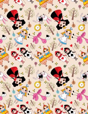 seamless Alice in Wonderland pattern clipart