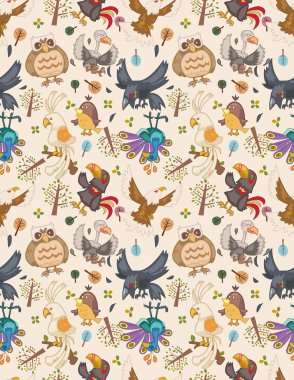 seamless bird pattern clipart