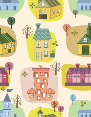 seamless house pattern clipart