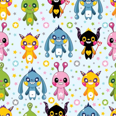 seamless monster pattern clipart