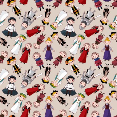 seamless medieval pattern clipart