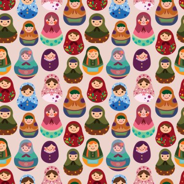 seamless Russian doll pattern clipart