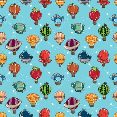 seamless hot air balloon pattern clipart