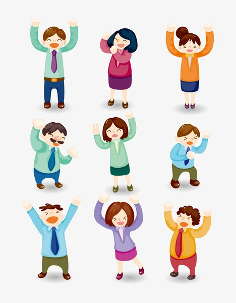 Cartoon happy office workers icon — Stock Vector