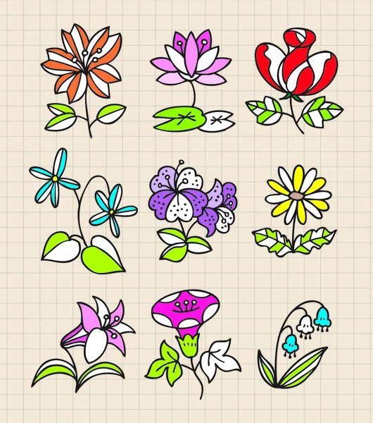 Mano dibujar flores — Stockvector