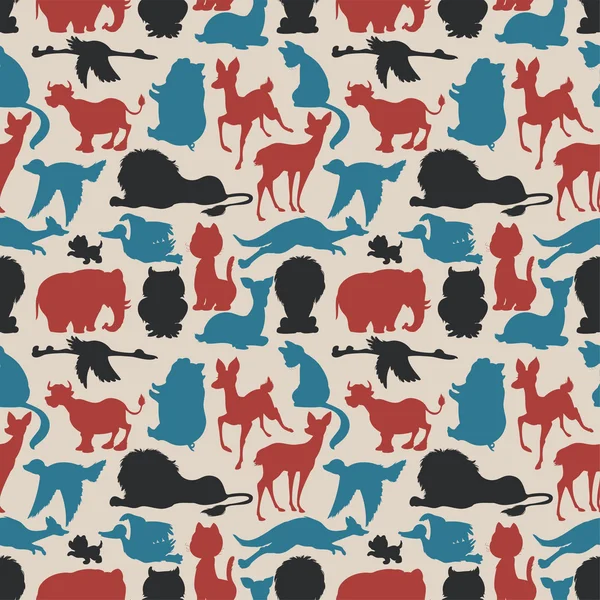 Silhouettes d'animaux sans couture — Image vectorielle