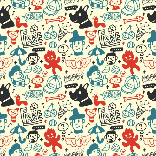 Funny creatures collection. Seamless pattern. Vector illustration. — Stock Vector