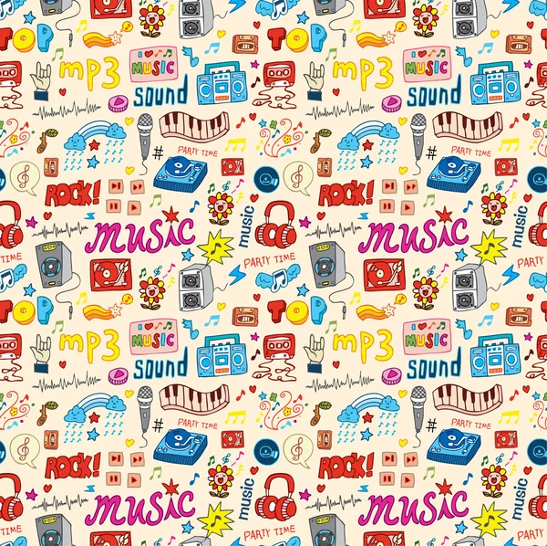 Cute music icon seamless pattern — Stock Vector