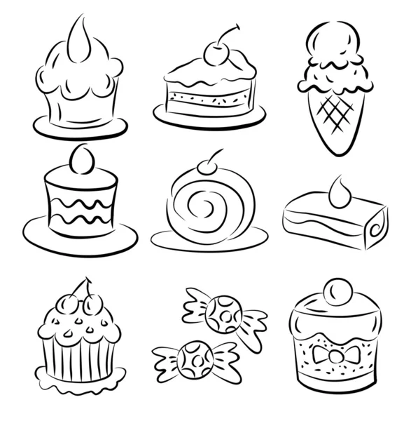 Croquis élément gâteau — Image vectorielle