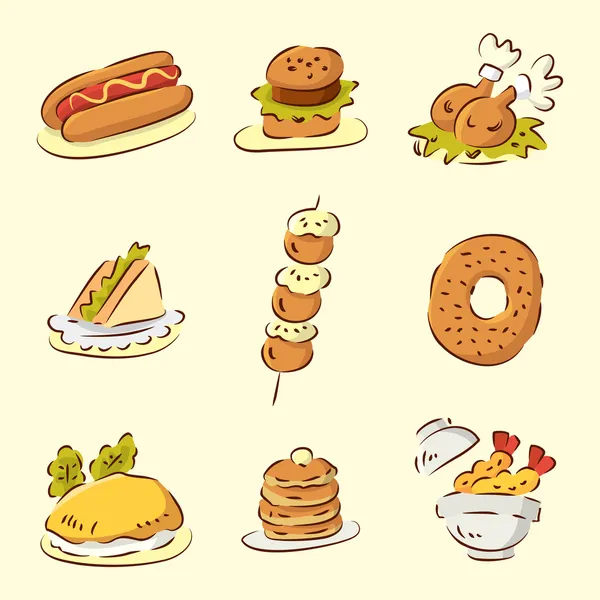 Χαριτωμένο φαγητό κινουμένων σχεδίων — Διανυσματικό Αρχείο