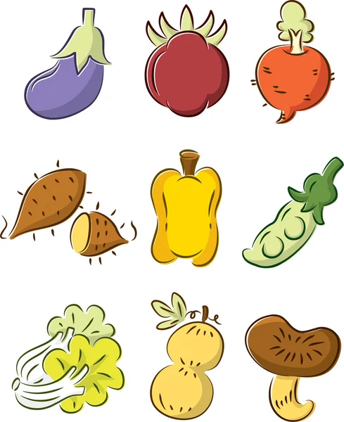 Mignon dessin animé légumes élément — Image vectorielle