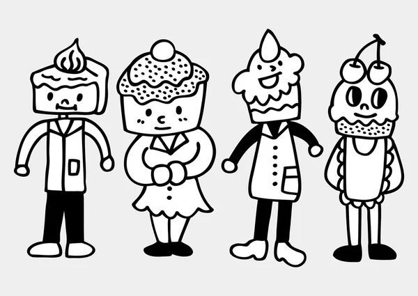 ケーキ家族描画 — ストックベクタ
