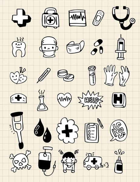 Élément médecin doodle, dessin à la main — Image vectorielle