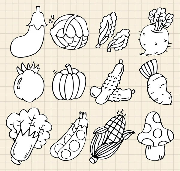 Söta tecknade vegetabiliska — Stock vektor