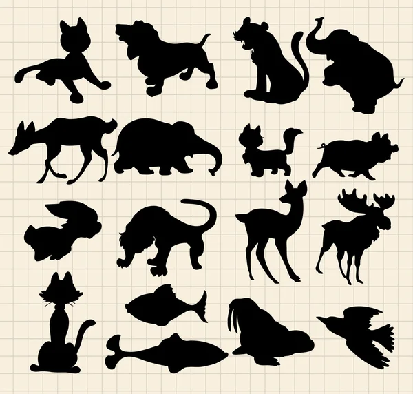 Silhouettes d'animaux — Image vectorielle