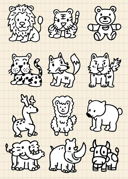 Söta tecknade djur ikonen — Stock vektor