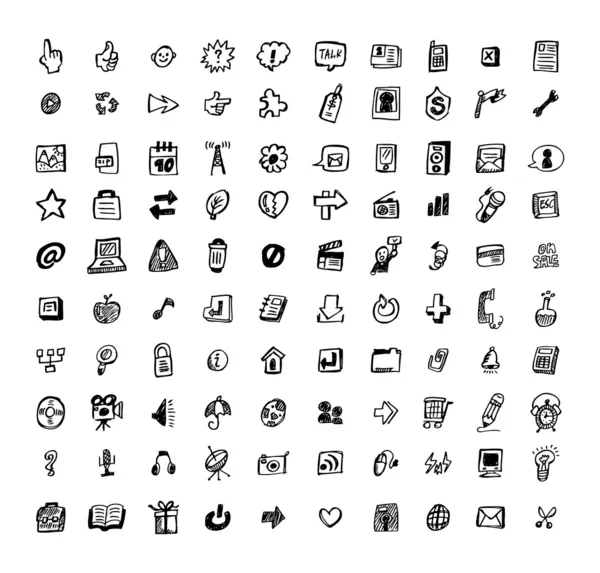 100 Web doodle icono — Vector de stock