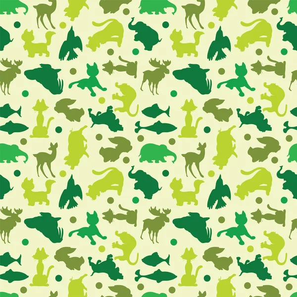 Animal silhouettes seamless pattern — Stock Vector