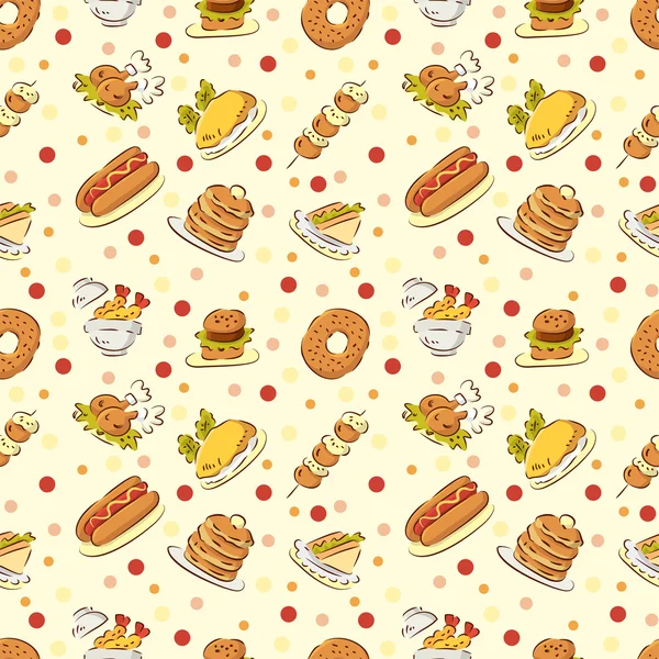 Seamless cute food pattern — Stock Vector