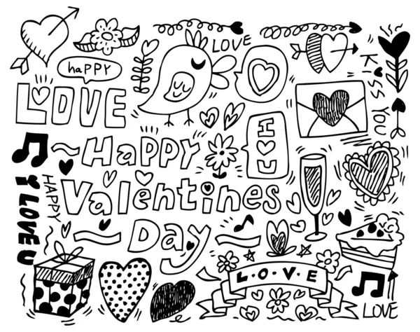 Aftelkalender voor Valentijnsdag doodle — Stockvector