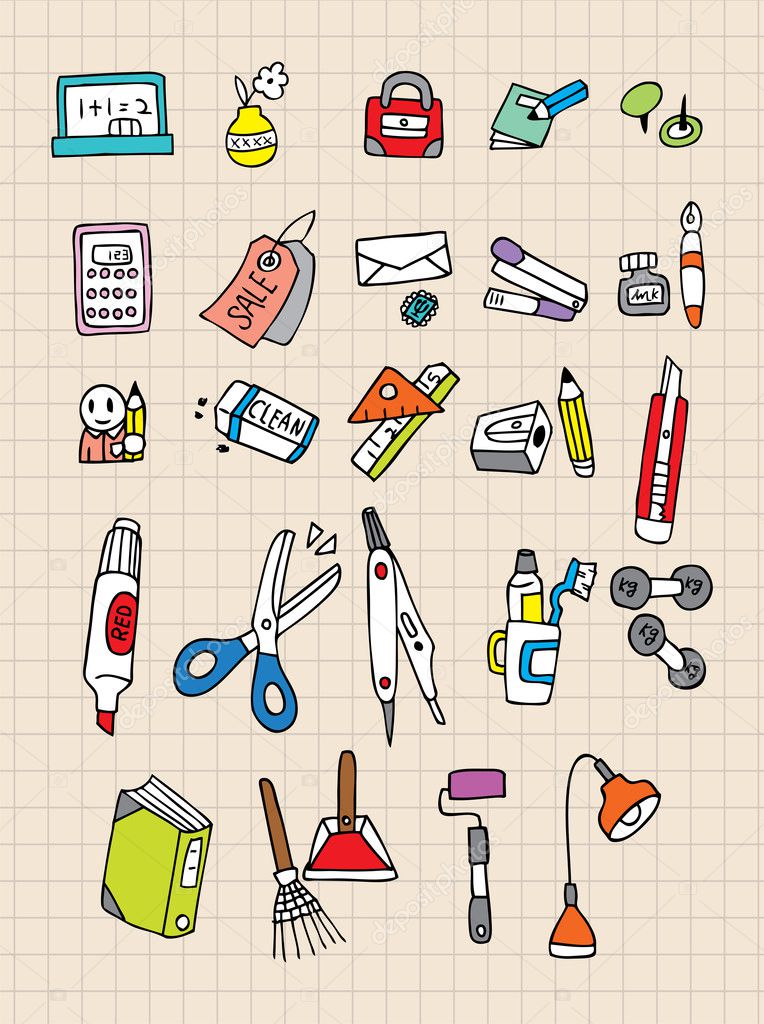 stationery stickers Stock Vector