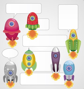 cartoon spaceship card clipart