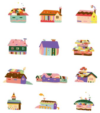 cartoon color house icon clipart