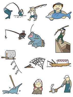 cartoon fishing icon clipart