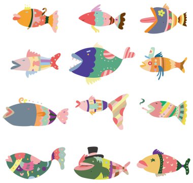 cartoon pattern fish icon clipart