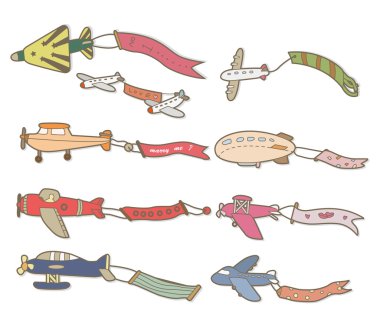 cartoon airplane banner clipart