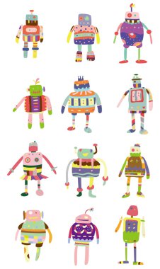 cartoon colorful robot icon clipart