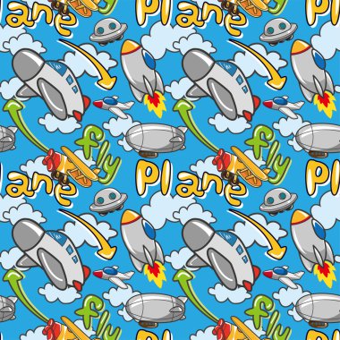 seamless airplane pattern clipart