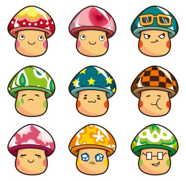 cartoon Mushrooms icon clipart