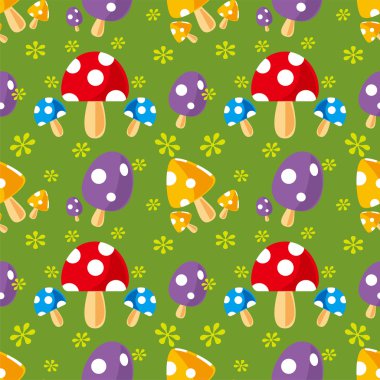 seamless mushroom pattern clipart