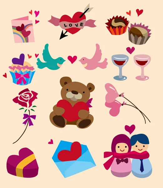 Cartoon Valentinstag Ikone — Stockvektor