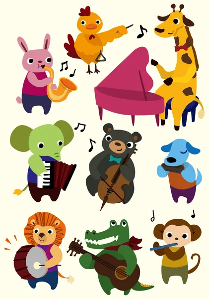 Cartoon muziek dierlijke pictogram — Stockvector