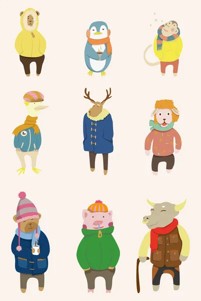 Dessin animé hiver animal — Image vectorielle