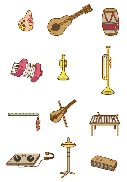 Kreslené ikony hudební nástroj — Stockový vektor