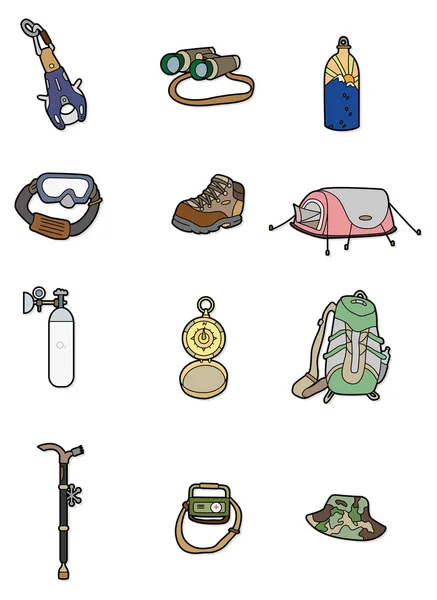 Desenho animado ícone de equipamento de escalada —  Vetores de Stock