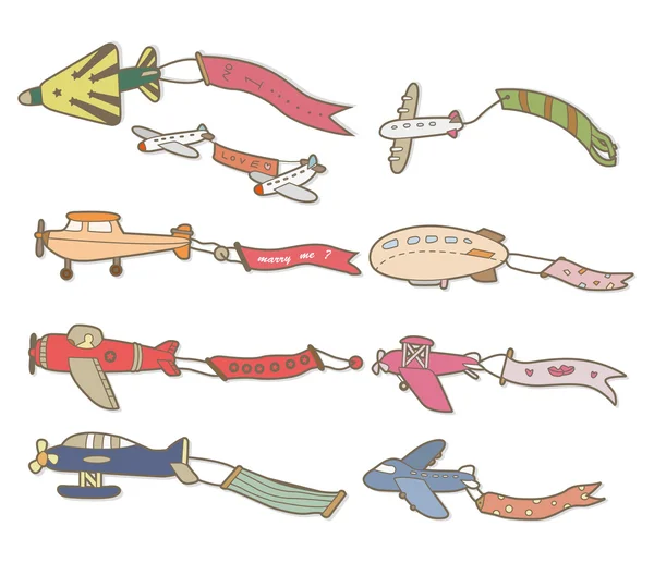 Bannière d'avion de dessin animé — Image vectorielle