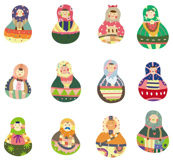 Icono de la muñeca rusa de dibujos animados — Vector de stock