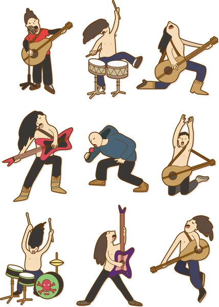 Icono de banda de música rock de dibujos animados — Vector de stock