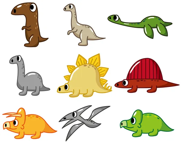 Ikona dinozaurów kreskówkowych — Wektor stockowy